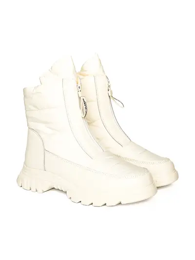 Дутики белого цвета с центральной молнией